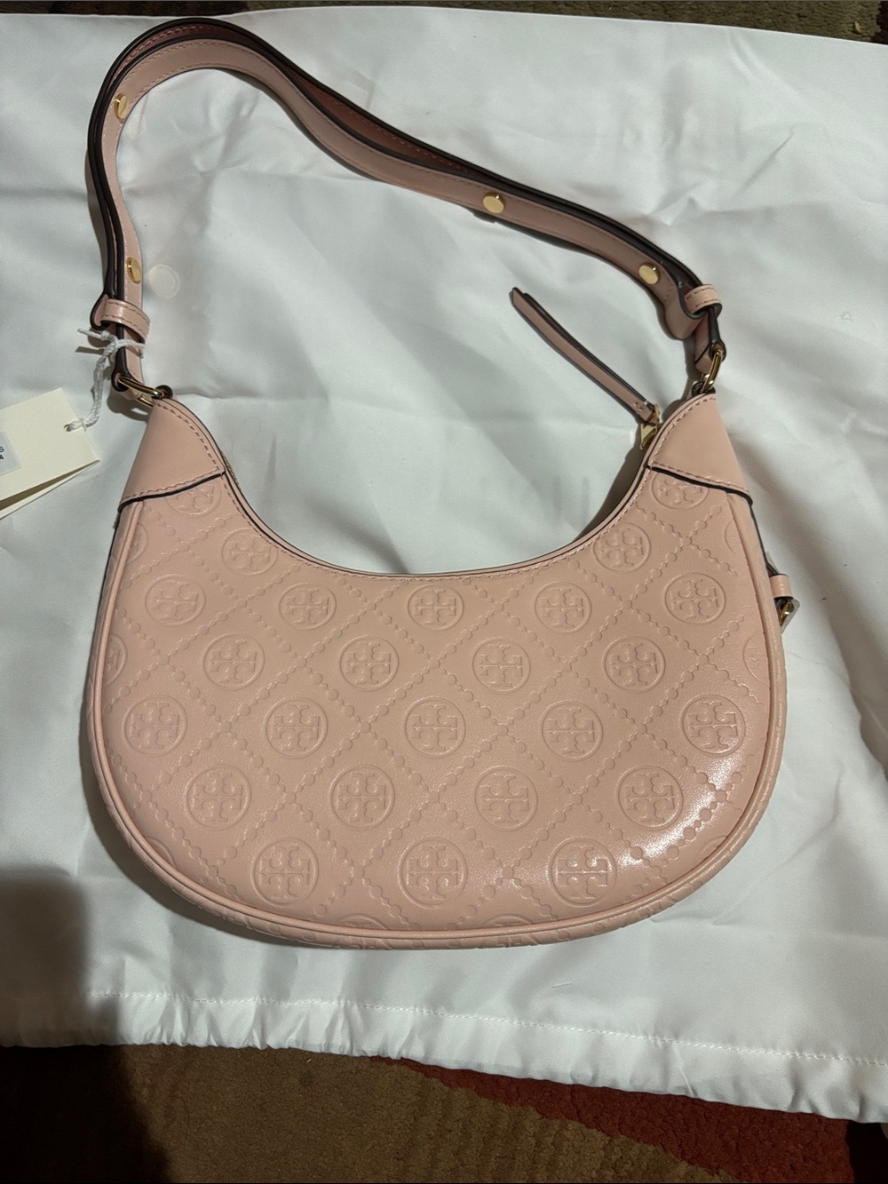 Tory Burch Blush Embossed Leather Shoulder Bag